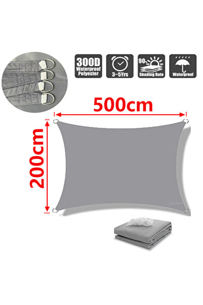 Choice Grey 200x500cm 300D Outdoor Waterproof Sun Sail Rectangular Sun Sail G...