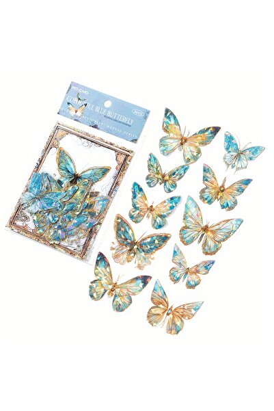Choice light green 20 pcs Ice Crystal Laser Butterfly Decorated PET Stickers ...
