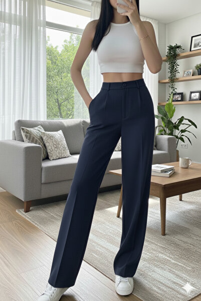 they11 Yan Belleri Elastic Waist Quality Fabric Original Stitching Wide Leg B...