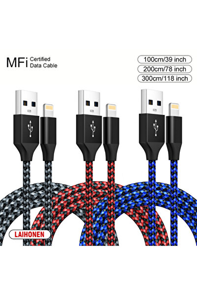 Choice 1m 3PCS Color mixing 1m 2m 3m Fast Charging USB Cable for iPhone 11 12...