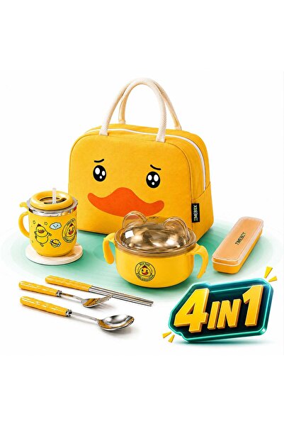 Timebox Set de tacâmuri pentru copii din oțel inoxidabil: bol, cană, tacâmuri...