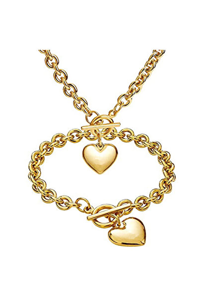 Choice1 gold Love Heart Necklace and Bracelet Jewelry Sets for Women Gift Sta...