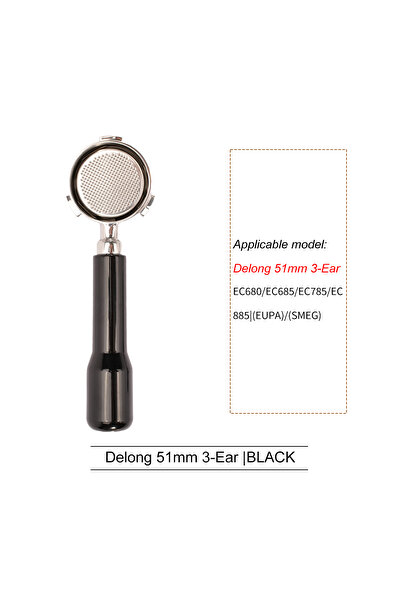 Choice3 51mm 3-Ear Black 51mm Coffee Bottomless Portafilter For Delonghi EC68...