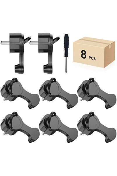 Choice3 250V EU 8pcs black 4pcs EU flat plug adapters with folding handles fo...