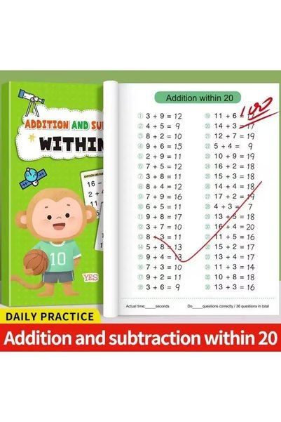 Choice1 كتاب تمارين الحسابات الحسابية داخل نطاق 20، تدريب سريع على الحسابات ا...