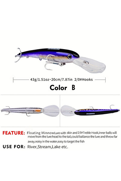 Choice COLOR B 1pc 20cm Floating Fishing Lure with Hooks - Lifelike Artificia...