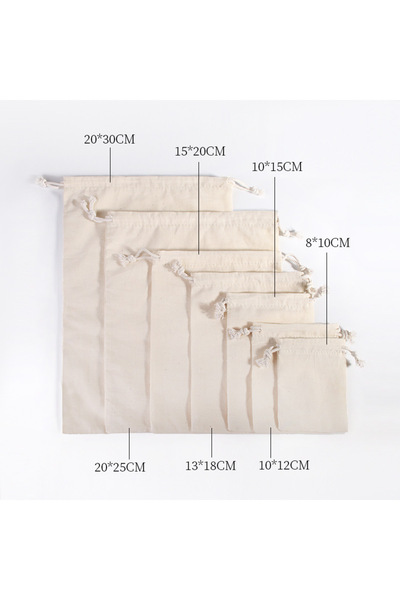 Choice7 15x20cm pingkou bags cream white 5pcs Cotton Drawstring Storage Bags ...