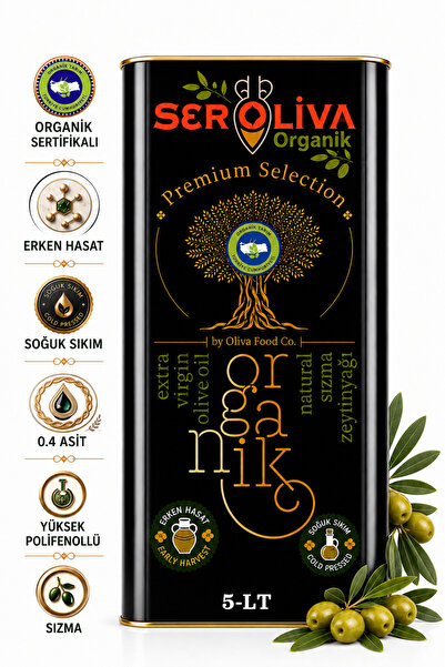 SEROLİVA Organik 0,4 Asit Erken Hasat Sızma Zeytinyağı 5-Lt