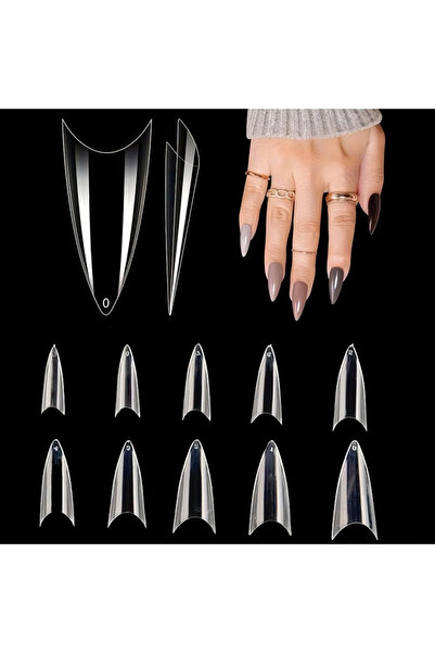 Choice1 500 Transparent 500 Pieces of Pointed Transparent Natural False Nail ...