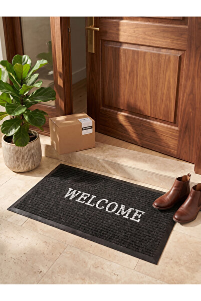 Uygur Home Toz Ve Nem Alıcı Welcome Yazılı Kapı Önü Paspas 45 X75 Pvc Lux Halılı
