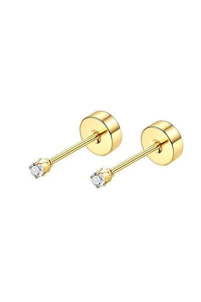 Choice1 1Pair 2mm CZ Gold 18 Pairs 14K Gold Plated Surgical Steel Screw Flat ...