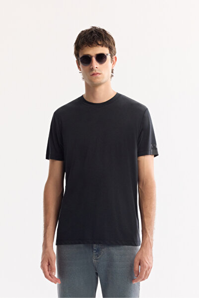 Avva Men's Black Crew Neck Soft Touch Bi-Stretch Printed Regular Fit T-Shirt ...