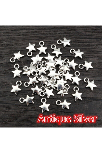 Choice Antique Silver 100pcs 11x8mm Metal Zinc Alloy MINI Five-pointed Star C...
