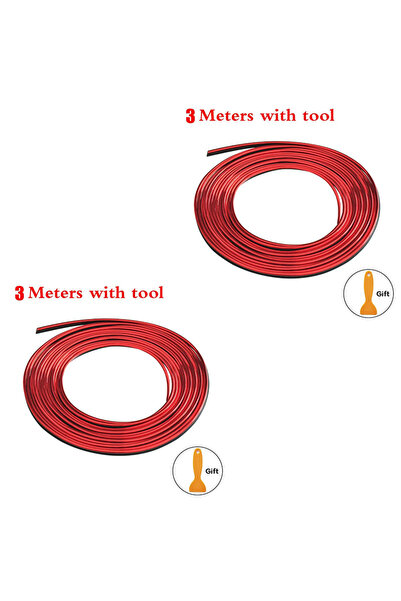 Choice1 3M red-2pcs 1/2pcs Universal Car Moulding Decoration Flexible Strips ...