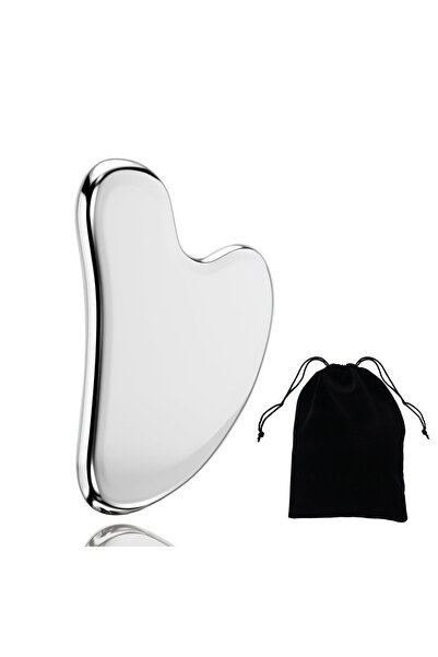 DUTRIEUX 1pc-silver(Pouch) 304 Stainless Steel Gua Sha Facial Tools Face Mass...