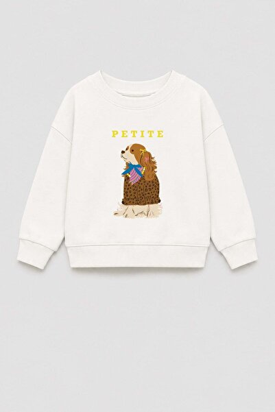 Monila Girl's 3 Thread Fabric Cotton Dog Printed Sweatshirt