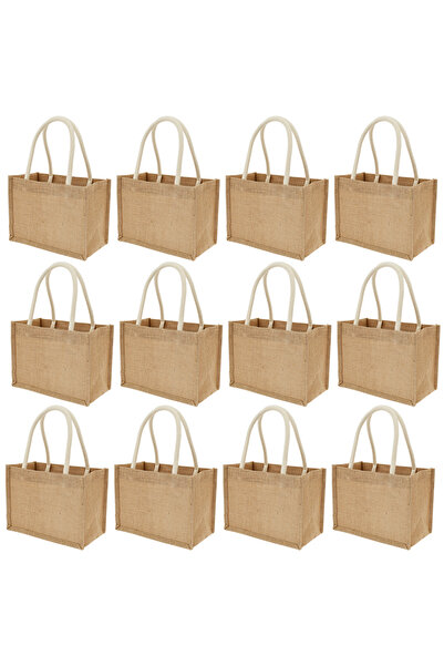 choice2 23x11x16cm 12Pcs Portable Jute Tote Bag Burlap Tote Bags Mini Burlap ...