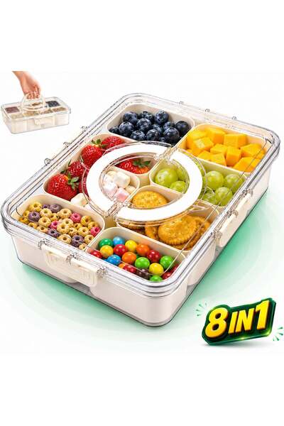 Timebox Cutie alimentară cu 8 compartimente, etanșă, 800-1000ml, pentru fruct...