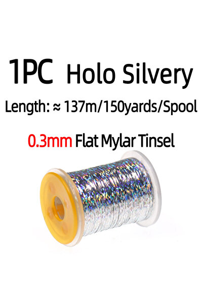 Choice 1PC Holo Silvery 1PC 0.3mm Wide Flat Mylar Tinsel Holographic Flashabo...