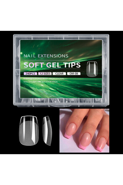 Choice 08 240pcs Soft Gel Nail Tips Half Matte Full Cover Press-On Nail Tips ...