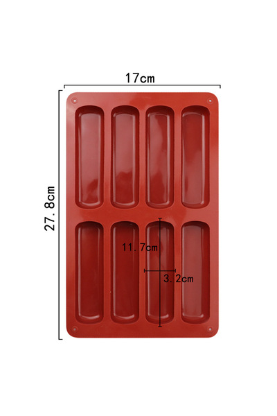 Choice Brown 8 Cavity Silicone Cake Mold 3D Long Strip Silione Molds Mousse C...