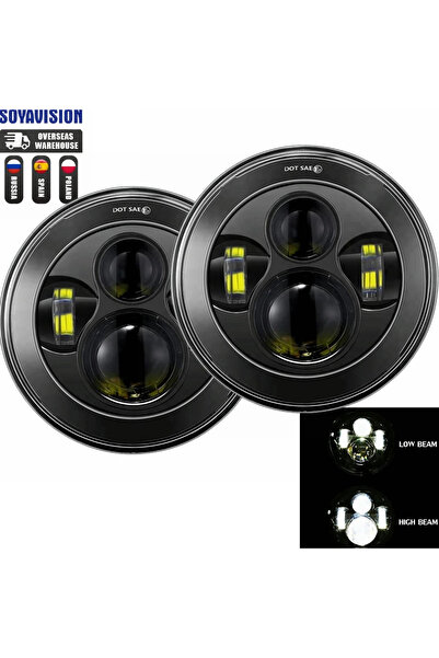Choice16 40w light Black 2x Car 7 Inch Led Headlight Hi/Low H4 Halo Angle Eye...