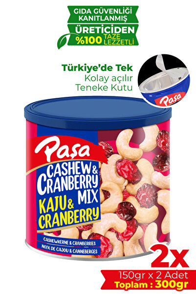 Paşa Kuruyemiş Çiğ Kaju & Turna Yemişi Teneke Kutu 150 gr X 2 Adet