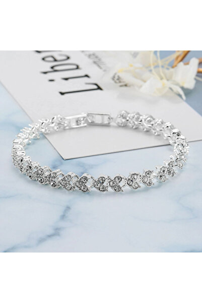 Choice silver Luxury Roman Crystal Bracelet For Women Fashion Heart Chain Bra...