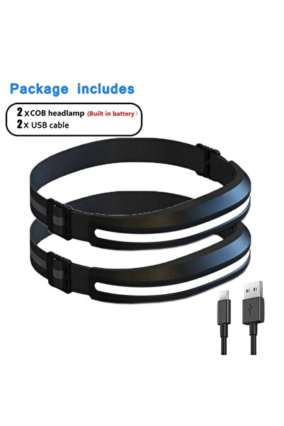 Choice Black 2PC Powerful Portable COB Headlamp USB Rechargeable Red and Whit...