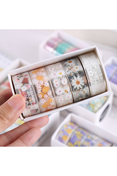 Choice COCO2-4 5Rolls Colorful Flowers Kawaii Transparent Sticker Tape DIY De...