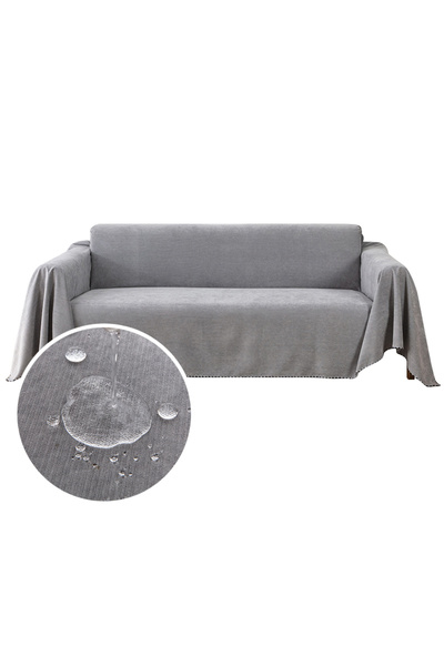 Choice L(180x230cm) Grey Waterproof Sofa Blanket Multipurpose Solid Color Fur...