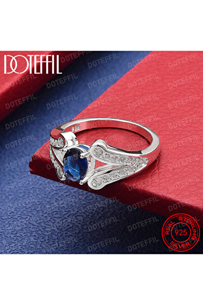 Choice1 9 Silver 925 Sterling Silver Blue Crystal Ring For Women Man Fashion ...