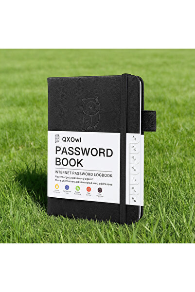 Choice A6 Black Password Book with Alphabetical tabs. Hardcover Password Keep...