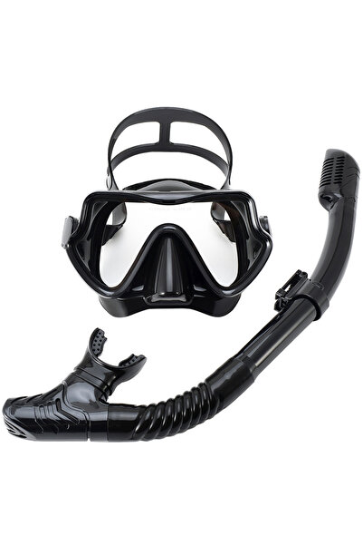 Choice All Black Scuba Diving Mask Snorkel Set Tempered Glass Professional Pa...