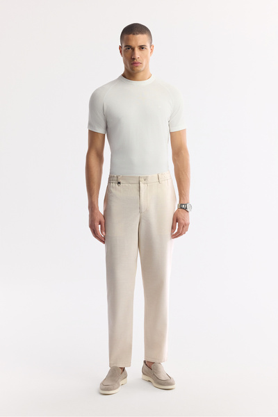 Avva Erkek Bej Yandan Cepli Beli Lastikli Soft Touch Comfort Slim Fit Pantolo...