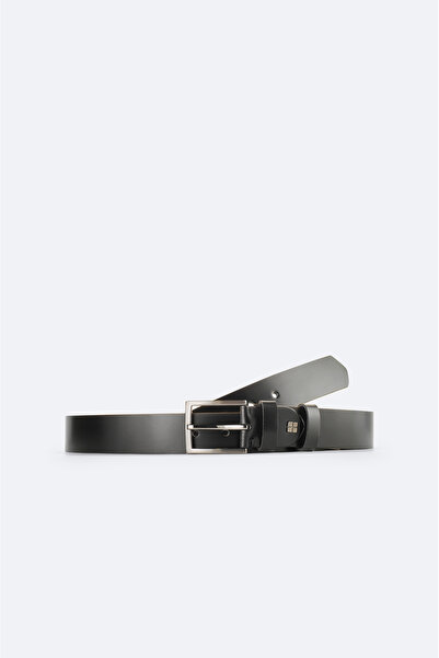 Avva Men's Black 100% Leather Classic Buckle Belt A51Y9306