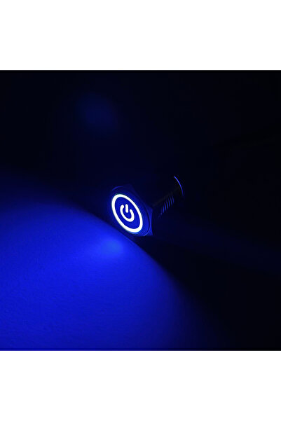 Choice54 Latching 12-24V Power Symbol Blue 16mm Metal Push Button Switch Ring...