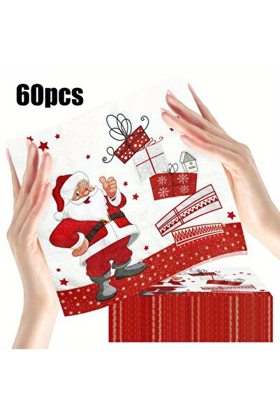 choice2 60pcs 20-100Pcs Christmas Paper Napkins Snowman SantaDisposable Cockt...