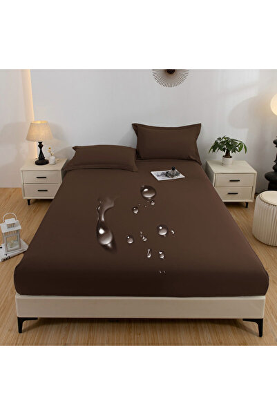 Choice 99x190cm Brown 1PC waterproof soft skin frosting solid color bed cap d...