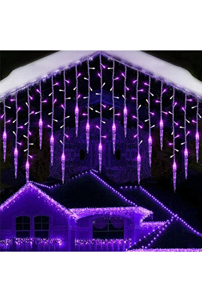 Choice6 US plug Purple LED Christmas Wreath Light String Ice Pillar Curtain L...