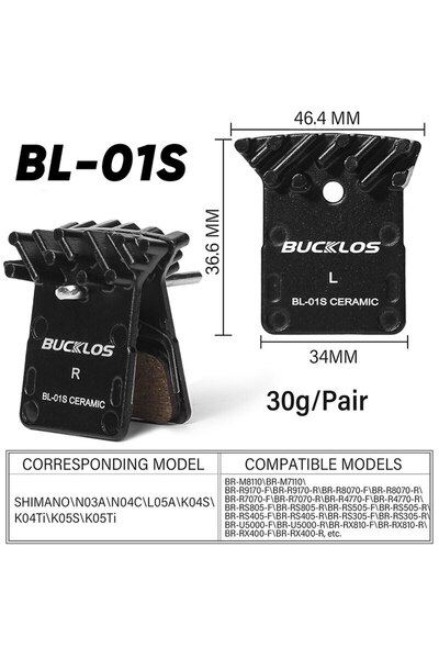 BUCKLOS BL-01S-1PC Ceramic Brake Pads Bike MTB Hydraulic Brake Disc Pads Moun...