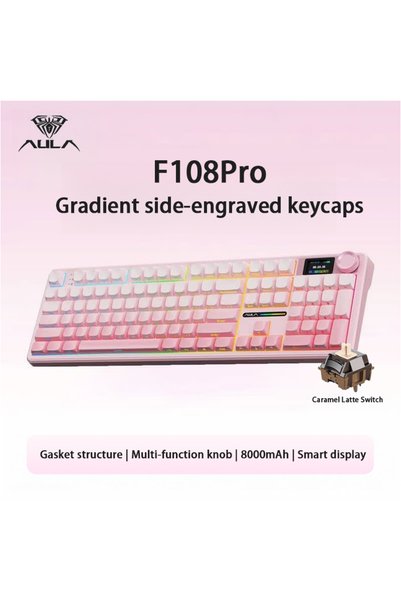 Choice12 AULA F108 Pro Pink AULA F108Pro/F108 اتصال لاسلكي بتقنية البلوتوث ثل...