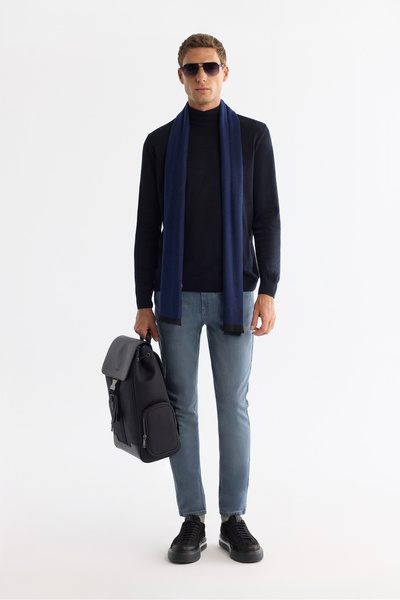Avva Erkek Mavi Klasik Bel Eskitme Yıkamalı Elastan Berlin Slim Fit Jean Pant...