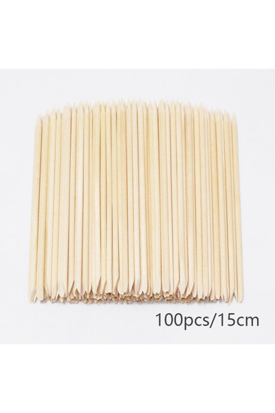 Choice14 100Pcs 15cm Nail Cuticle Pusher Orange Wood Sticks Nail Manicures Re...