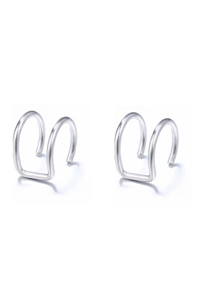Choice Silver 2pcs Stainless Steel Clip Earrings 2-Row Fake Cartilage Ear Nos...