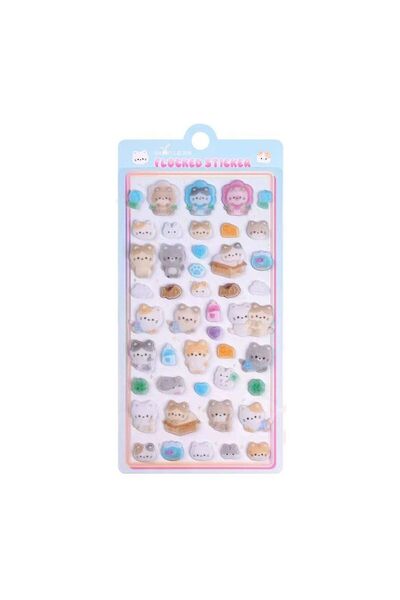 Choice5 BSC-02 1 pc/6 pcs Cartoon Animals Flocked 3D Relief Stickers Journali...
