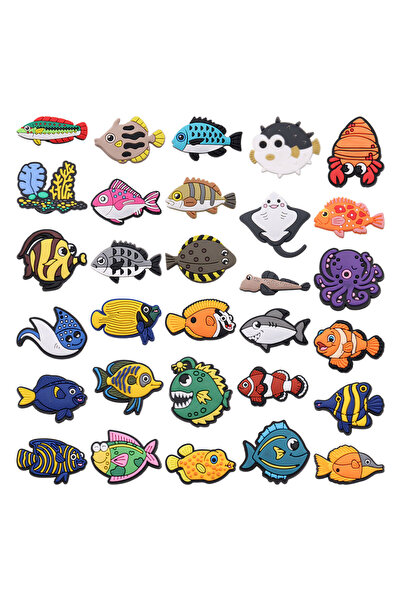 Choice 30pcs 30pcs/set Cute Fish Coral Octopus PVC Buckle Fit Wristbands DIY ...