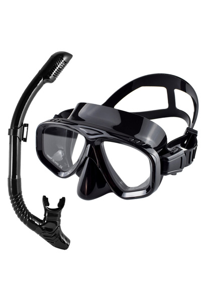 Choice1 AllBlack Dry Snorkel Set Diving Mask Professional Scuba Swimming Gogg...