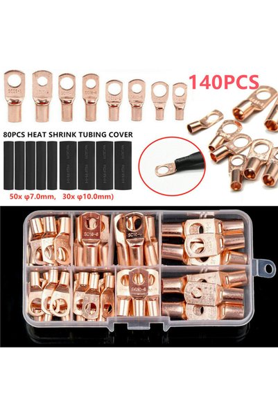 Choice8 140PCS gold 70/240PCS Ring Terminal Cable Shoes Lugs 35mm2 Tinned Cop...