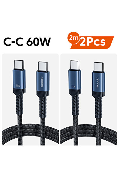 Choice4 toocki 2m 2Pcs 60W Blue Toocki Type C to Type C Cable 100W PD Fast Ch...